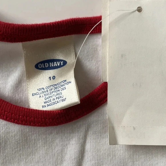 OLD NAVY NEW NWT GIRLS TOP SHIRT TSHIRT RED WHITE BLUE CASUAL WINTER SIZE 10 - Picture 3 of 4